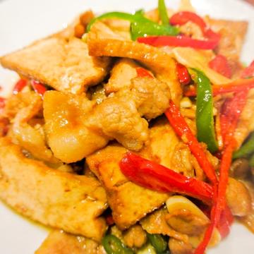 燻製干し豆腐と豚肉の炒め(香干炒肉)