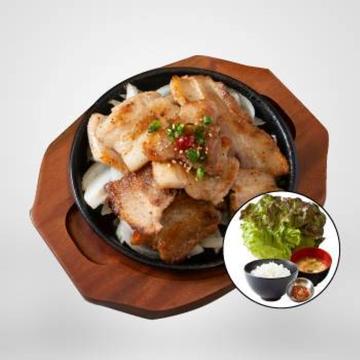 サムギョプサル定食(サンチュ、おかず3品、ライス、スープ付き)