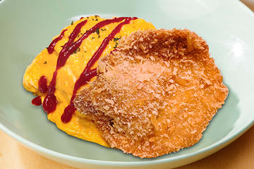 【ミラノ風ポークカツレツ乗せ】ふわとろオムライス ～Fluffy omelette rice with Milanese-style pork cutlet～