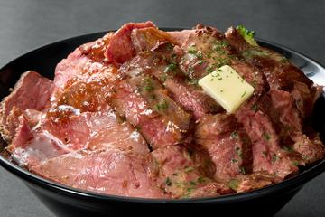 【肉1.5倍】肉大盛ローストビーフ＆牛ハラミバターステーキの相盛丼 Extra Roast Beef ＆ Harami Butter Steak Bowl
