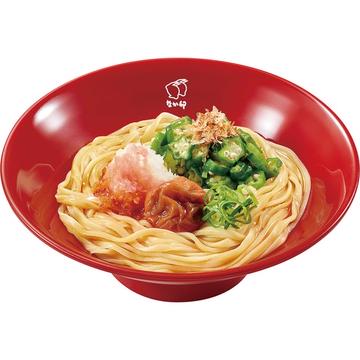 かつお節オクラ梅おろしうどん Cold Udon w/Pickled Plum, Grated Radish, Okra & Bonito Flakes