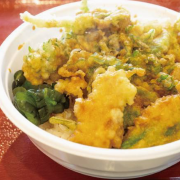 しゅんぎく天丼 Edible Chrysanthemum Tempura Rice Bowl