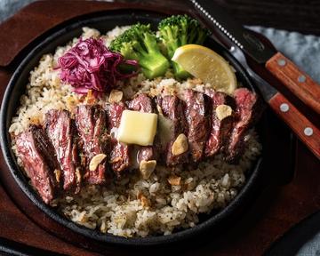 [ライト]牛ハラミバターステーキ＆ガーリックバターライス / ハラミ150g＆ガーリックライス250g