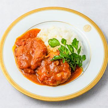 ロシア風煮込みハンバーグ(ライス付)+グリーンサラダ