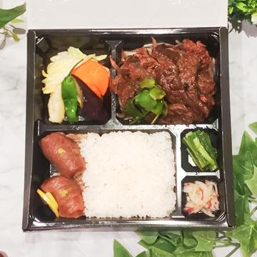 ハラミステーキと肉寿司弁当