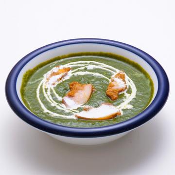 Fセット ほうれん草ベースのチキンカレー SAG CHICKEN CURRY (ナーンORライス付き)