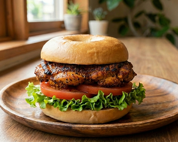ガツンとスパイシー！アメリカンケイジャンチキンベーグルバーガー American Cajun Chicken Burger