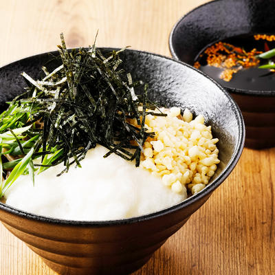 ワシワシガシガシ食べる！ ラー油つけ蕎麦+山芋とろろ
