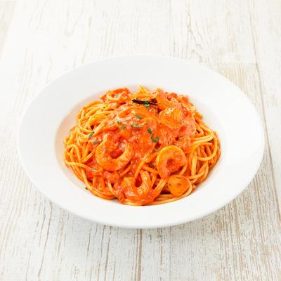 エビとアサリのトマトクリームスパゲッティ