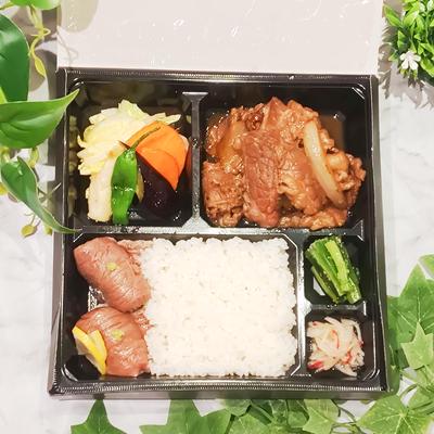 牛カルビと肉寿司弁当