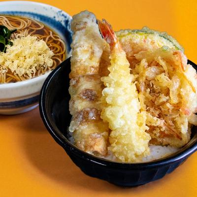 天丼セット(海老天×1、ちくわ天×1、かき揚げ1/2×1、南瓜天×1)