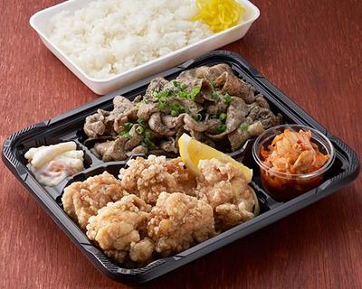 唐揚げ×豚の炭火焼弁当