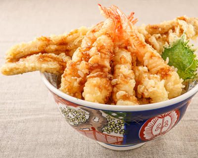 穴子一本と海老天丼