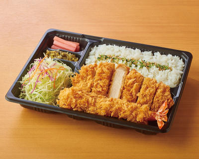 熟成三元豚ロースかつ 弁当 110g ・大海老フライ 弁当