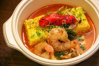 雑穀フライドガーリックシュリンプカレー