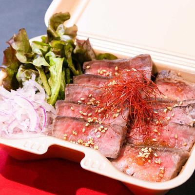 【100g】ステーキ重 Beef steak rice bowl