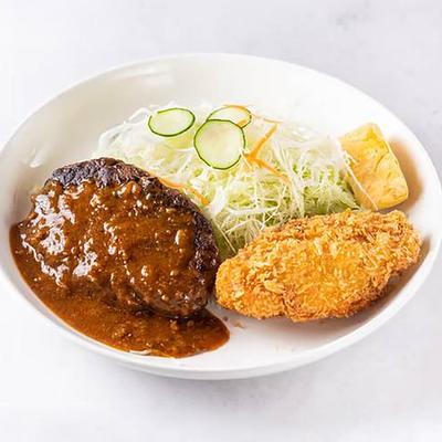 和牛入りハンバーグと帆立ミルクコロッケ