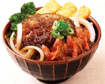 牛ステーキ＆和風ハンバーグ丼