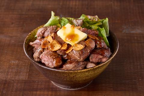 肉テロ！肉たらしくてぎゅう 天王寺店 ニンニクバター醤油のカットステーキ丼(150g) Garlic Butter Soy Sauce Cut Steak Bowl