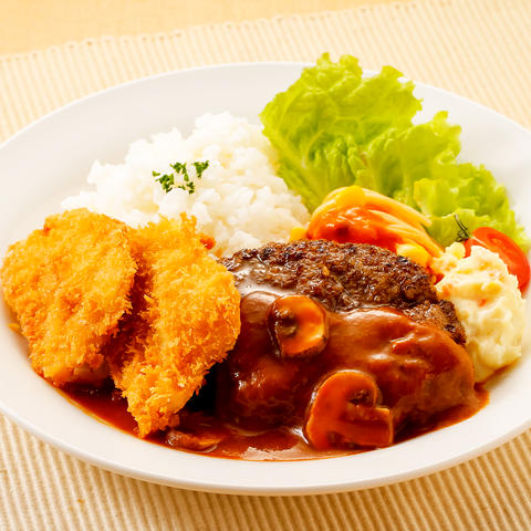ハンバーグとチキンカツレツ 土佐堀 八番館 ハンバーグセット＆チキンカツ