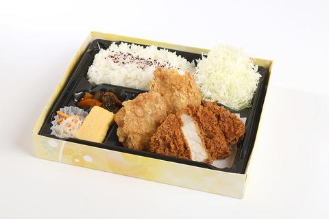 とんかついなば和幸 天神橋筋商店街店 醤油から揚げとロースかつ弁当