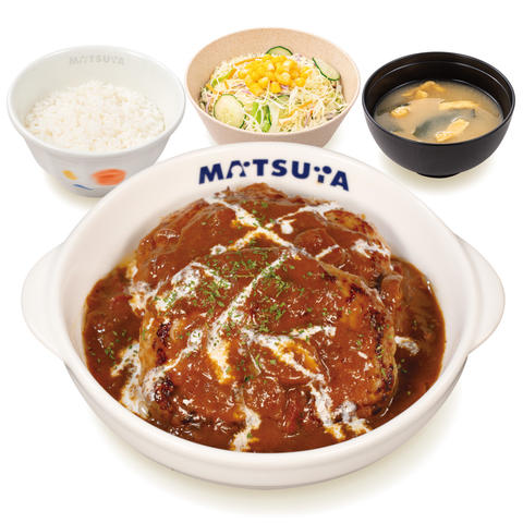 松屋 武蔵小金井店 ブラウンソースハンバーグ定食(味噌汁付)