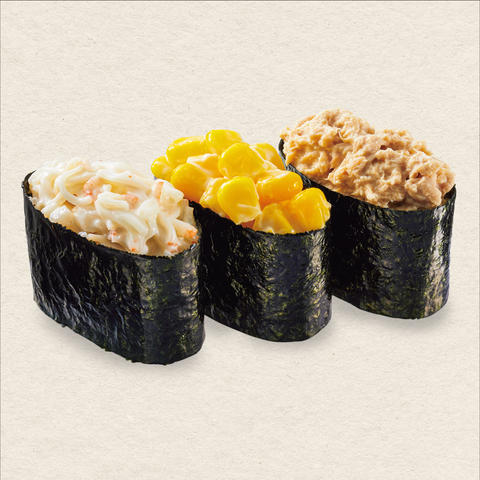 回転寿司みさき 蒲田西口店 サラダ軍艦三貫盛