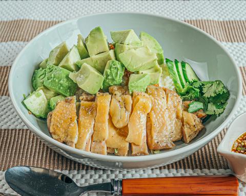 高たんぱく・糖質制限カオマンガイ 東京鶏飯食堂 千駄木店 【アボカドのせ】カオマンガイ(もも肉) [Avocado] Khaomangai(Thight)
