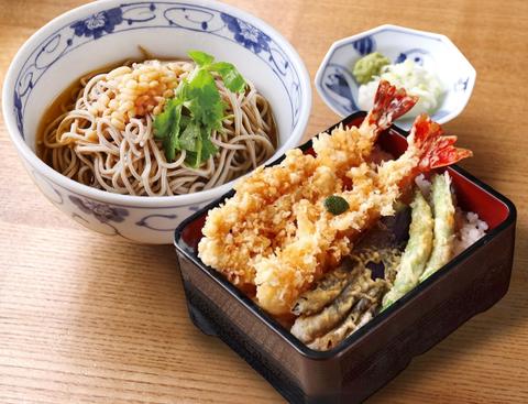 柿家すし 池上店 たぬきそば【冷・温】と大海老天丼〔小〕セット