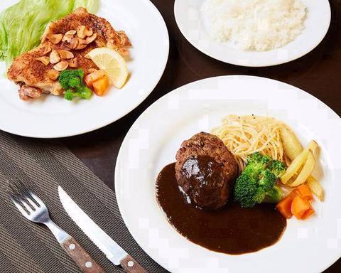 キッチンきむら (1)(5)ハンバーグとチキンガーリック盛り合わせ Hamburg Steak ＆ Garlic Chicken Platter