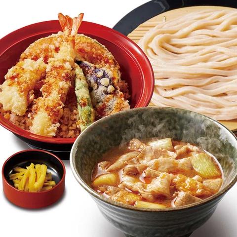 久兵衛屋 川口伊刈店 【満腹久セット】旨辛肉つけ汁・海老天丼