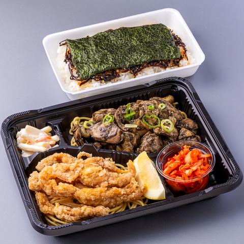 肉盛り弁当とりちゃん せせり唐揚げ×鶏の炭火焼のり弁当 Fried Chicken Neck x Chicken Charcoal Grilled Nori Seaweed box