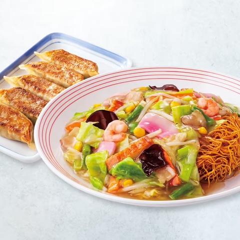 リンガーハット 町屋サンポップ店 長崎皿うどん　ぎょうざ5個セット