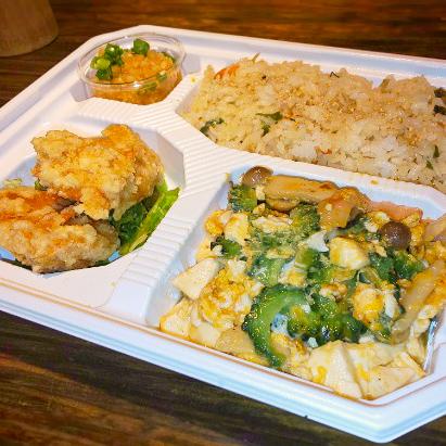 創作とうふダイニング 蒼 ゴーヤチャンプルと唐揚げのお弁当