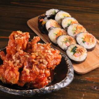 韓国料理 トンマッコル 上野店 ヤンニョムチキン (骨なし) 6個＆タッカルビのり巻き