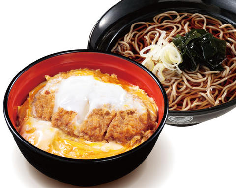 富士そば 市ヶ谷五番町店 かつ丼+温かいそば 又は うどん Cutlet Rice Bowl + Warm Soba/Udon