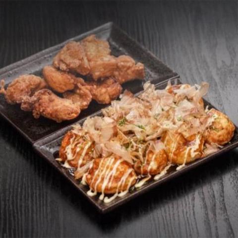 たこ焼【たこ福】Takoyaki Takofuku まんぷくセット(たこ焼き8個+から揚げ5個)