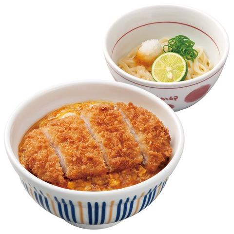 なか卯 福岡半道橋店 カツ丼 すだちおろしうどんセット Cold Udon w/Sudachi & Grated Radish Combo
