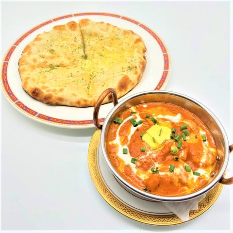スパイスマジック カルカッタ 本店 チキンバターマサラ チーズナンセット Chicken Butter Masala Cheese Naan