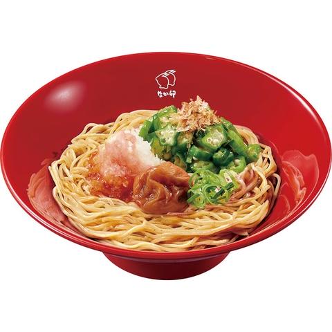 なか卯 南行徳店 かつお節オクラ梅おろしそば Cold Soba w/Pickled Plum, Grated Radish, Okra & Bonito Flakes