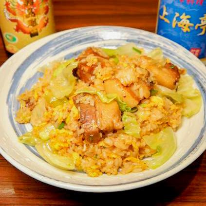上海亭 梅島店 豚角煮チャーハン Braised Pork Belly Fried Rice