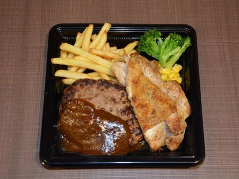 フォルクス 上野毛店 ハンバーグ＆チキン弁当
