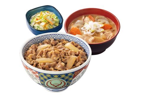 吉野家 プリコ六甲道店 牛丼お新香とん汁セット