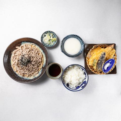 蕎麦切りくろ 大通本店 とろろご飯と天ぷらそばセット