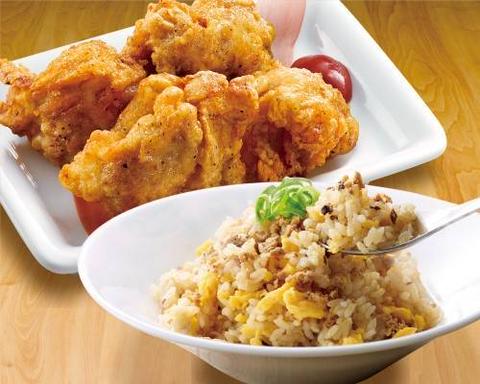 丸源ラーメン小平店 12【ガッツリ満腹】鉄板玉子チャーハン【中】+からあげ