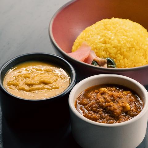 ハブモアカレー 野菜カレーと豆カレーとライス Veg curry ＆ Lentil dal curry with rice