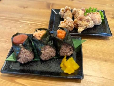 龍宮や 選べるおにぎり3種と唐揚げセット