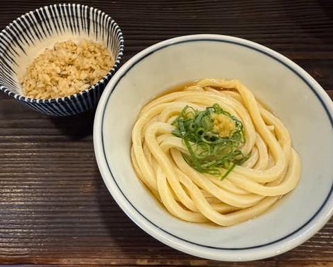 饂飩頑陣 本店 【人気No.2】 かけうどん+アゴ飯 Kake Udon + Grilled Flying Fish Rice
