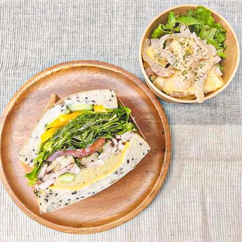 17sandwiches王子店 バジルチキンと彩り野菜のジェノベーゼと選べるサイドメニューのセット