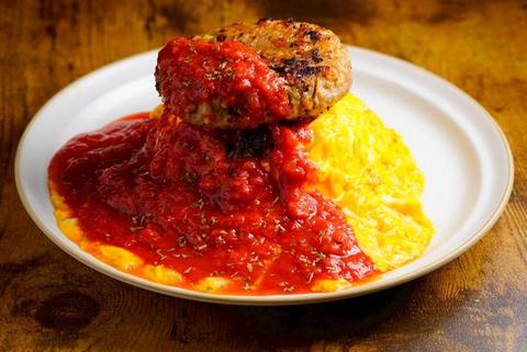 【カラダが喜ぶオムライスCafe】Egg House～西浅草店～ トマトハンバーグオムライス Tomato sauce Hamburger Omelette Rice